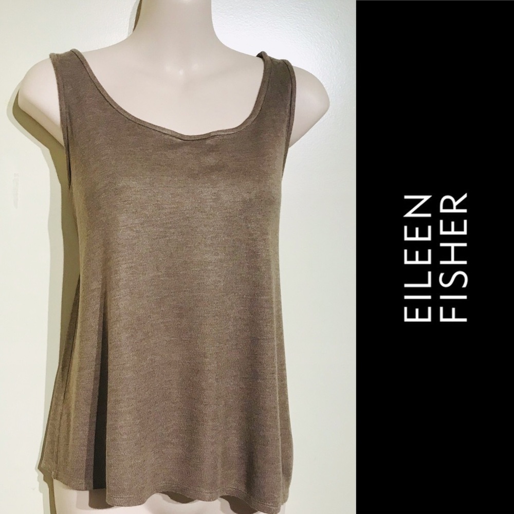 Eileen Fisher Brown Sleeveles Top Petite Large